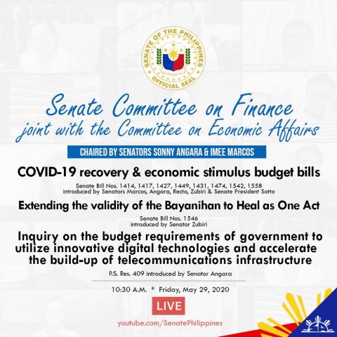 Senate to Consult the Private Sector in the Hearing on the Recovery and Economic Stimulus Bills-- Angara 