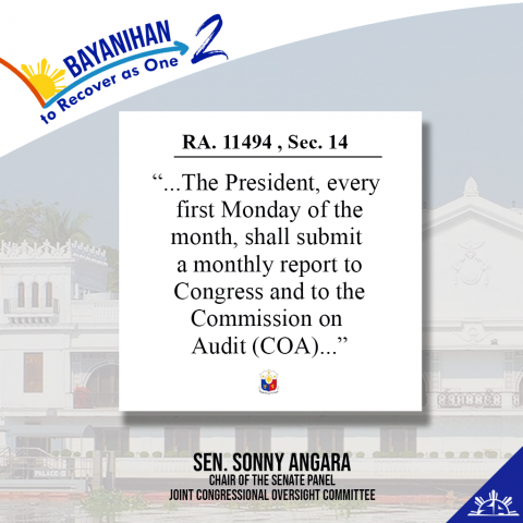 The President's first report on the implementation of the Bayanihan 2