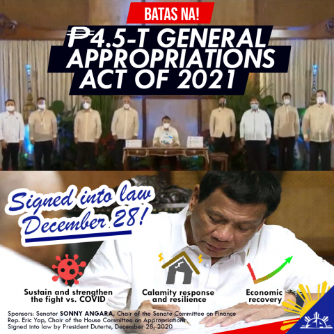 Statement of Sen. Sonny Angara on the signing of the 2021 GAA