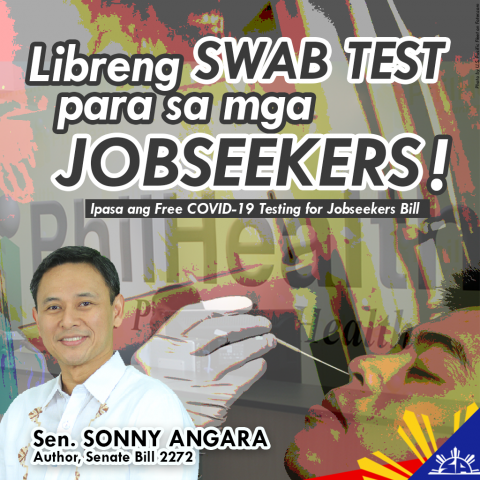 ANGARA BATS FOR FREE COVID TEST FOR JOBSEEKERS AS  'EMPLOYMENT STIMULUS'