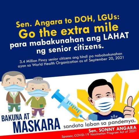 Angara: Go the extra mile to vaccinate our senior citizens